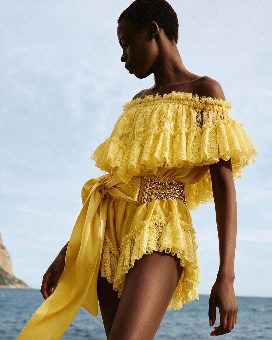 Adaeze Okafor — coastal editorial in yellow lace